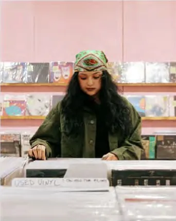 A fan browsing records.